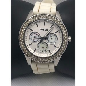 Fossil ES3001 Women's White Resin Analog White Dial Quartz Genuine Watch LP368